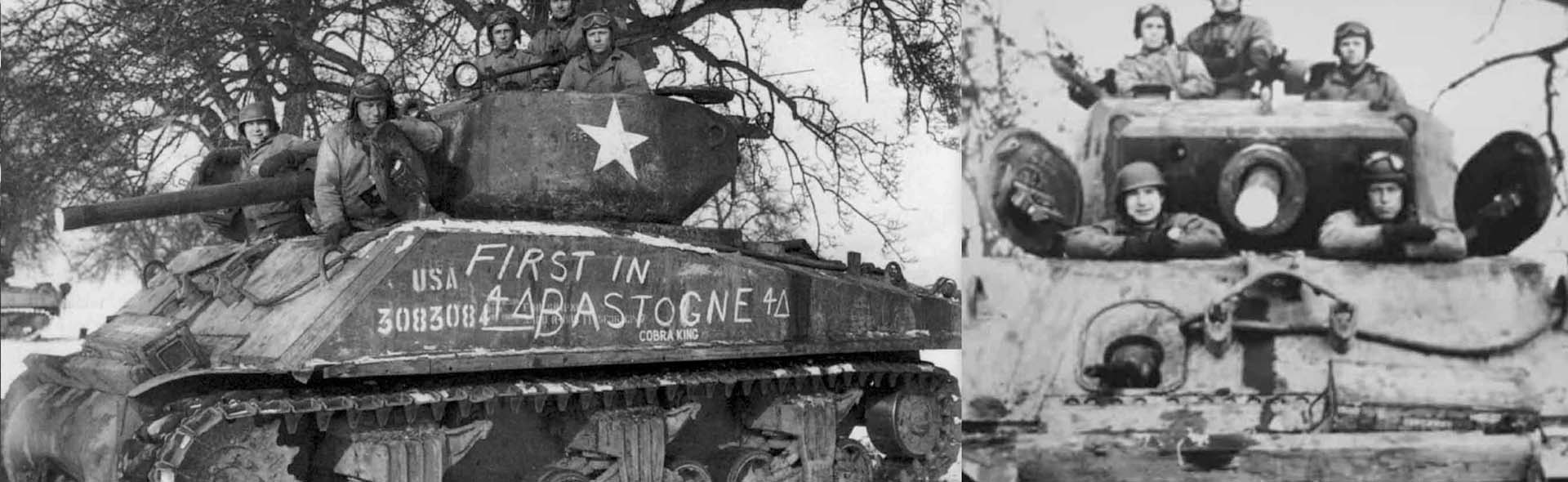 Sherman M4A3E2 (75) Jumbo “Cobra King” “First in Bastogne”, George Smith Patton’s 4th A.Div. 3rd Army, Bastogne area, 26 Dec, 1944