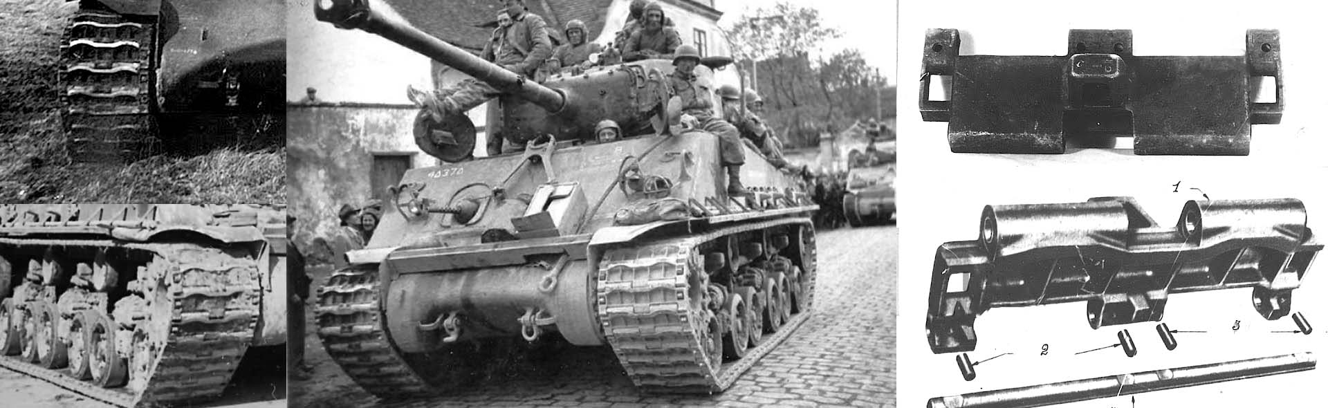 Sherman M4 tank HVSS Suspension type - Metal Upgrade track link set (Model T66)  Zinc Alloy materials | with weathering effect