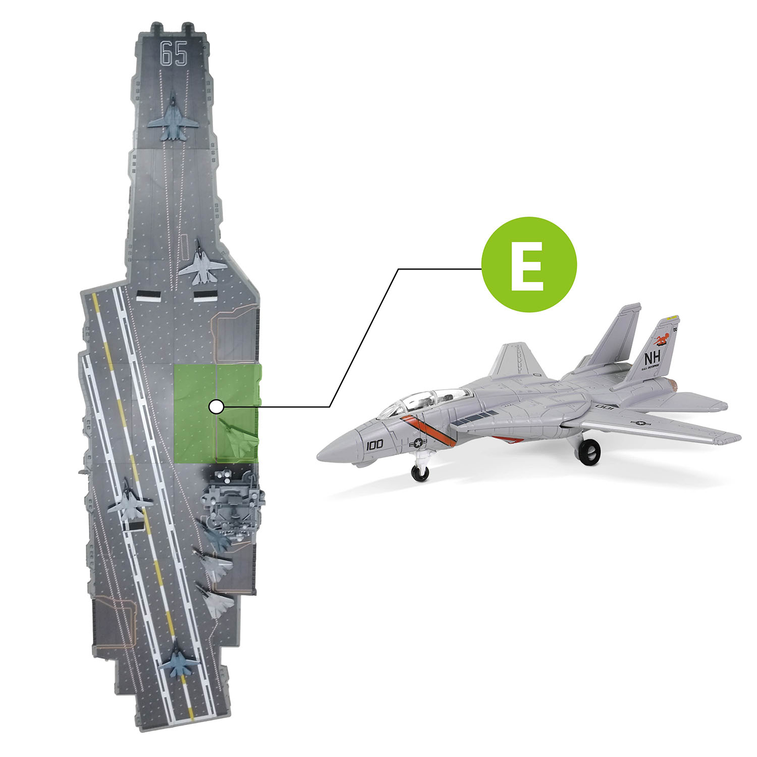 The complete position of section A of the CVN-65 deck