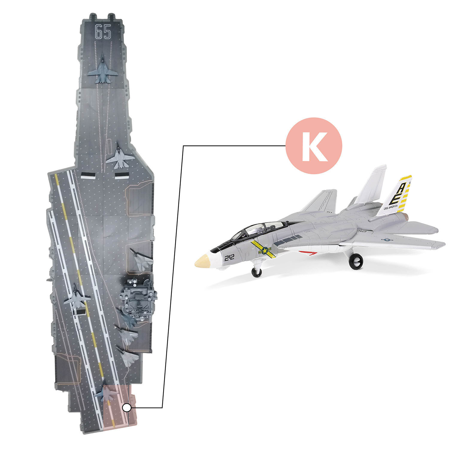 The complete position of section K of the CVN-65 deck